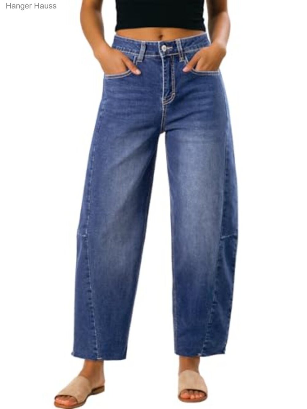 Dokotoo High Waisted Wide Leg Barrel Jeans Loose Fit Denim Pants